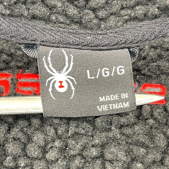 SPYDER Jacket Mens Large Black Constant Full-Zip Sweater Sherpa Lined Knit Coat - Picture 9 of 15